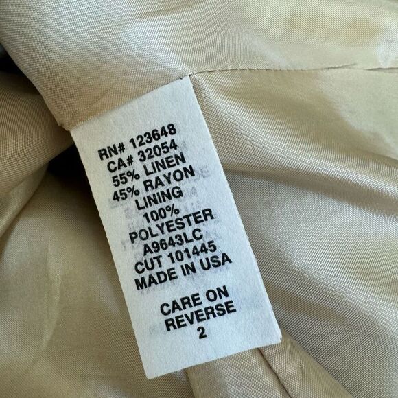 Anthropologie Molly New York Dress beige Gold Empire Waist Linen blend size 2 - Picture 8 of 8